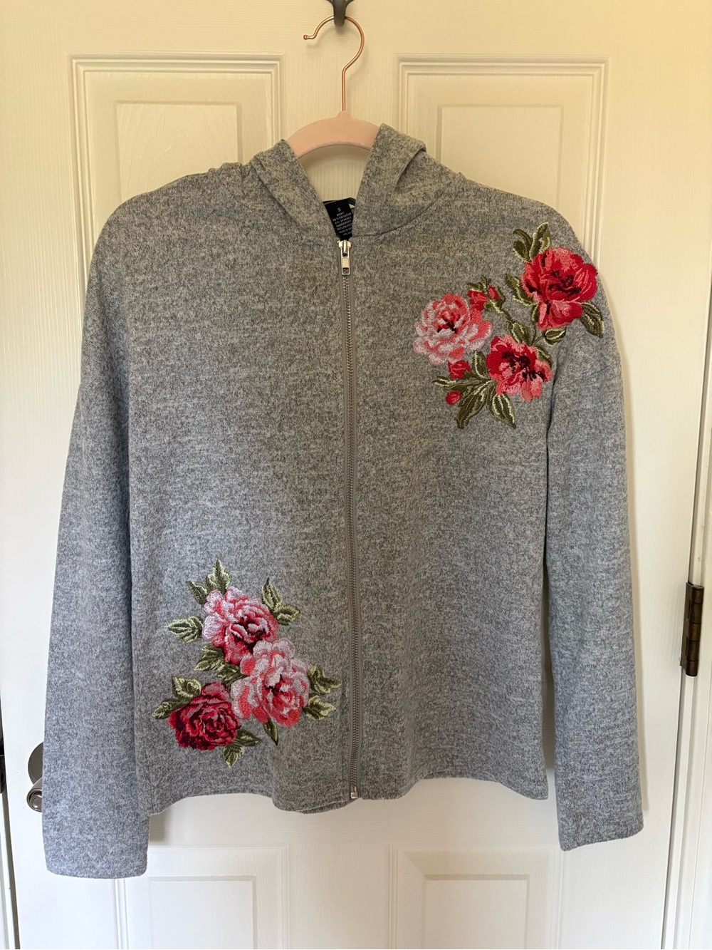 INC International Concepts Gray Hooded Zip-Front Sweater